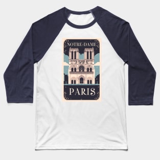 A Vintage Travel Art of the Notre-Dame Cathedral in Paris - France Baseball T-Shirt